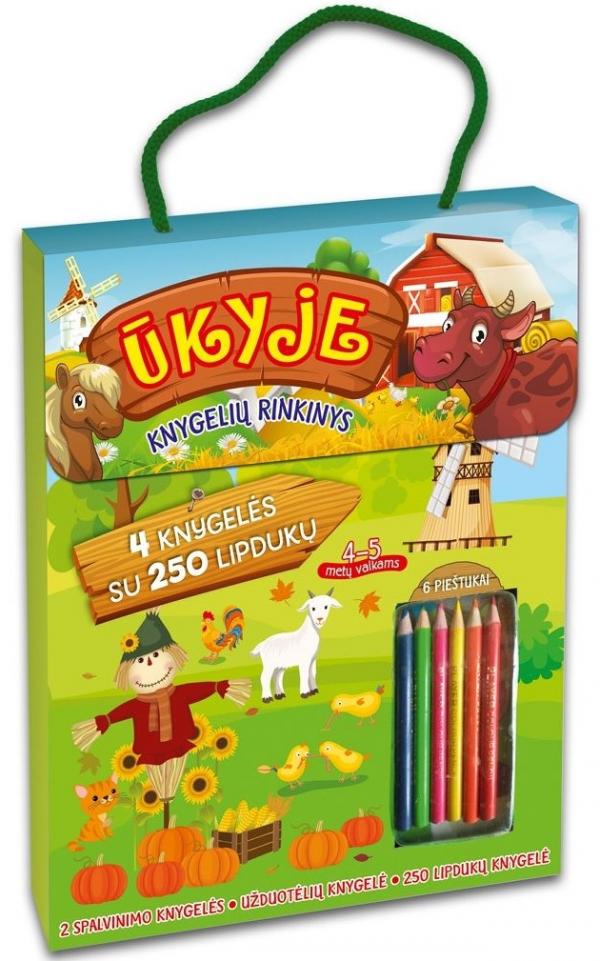 Ūkio rinkinys. 4 knygelės, 250 lipdukai, pieštukai. 4-5 m.