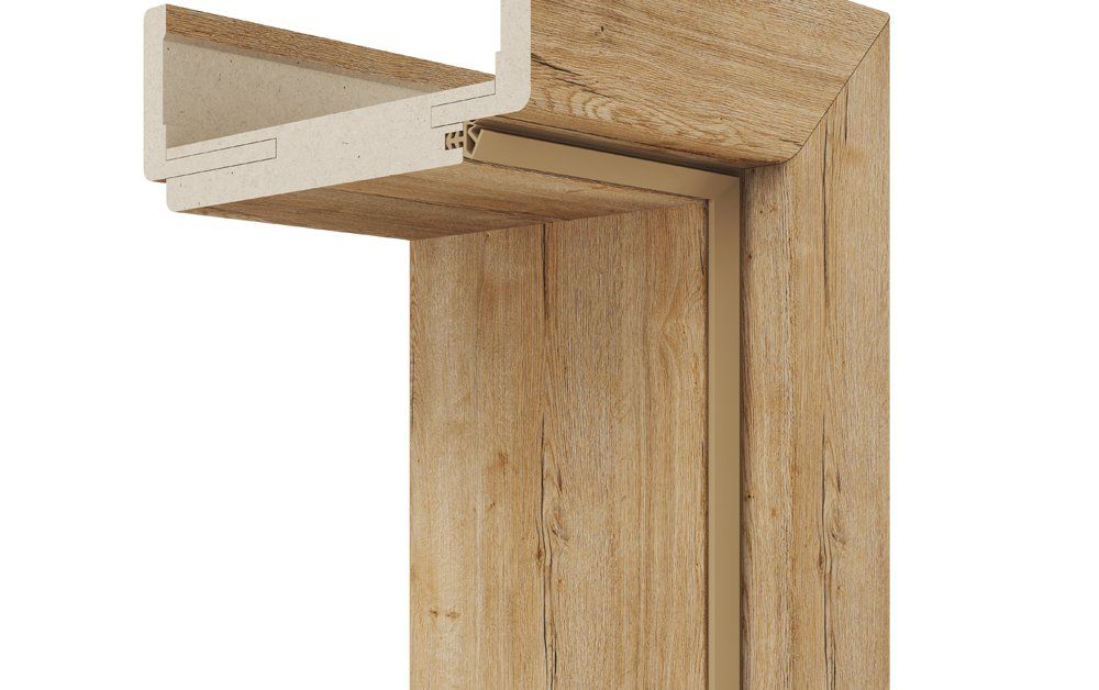 Laminuota durų stakta VIVENTO, reguliuojama, su apvadais, komplektas durų varčiai, kairinė, spl. Hal