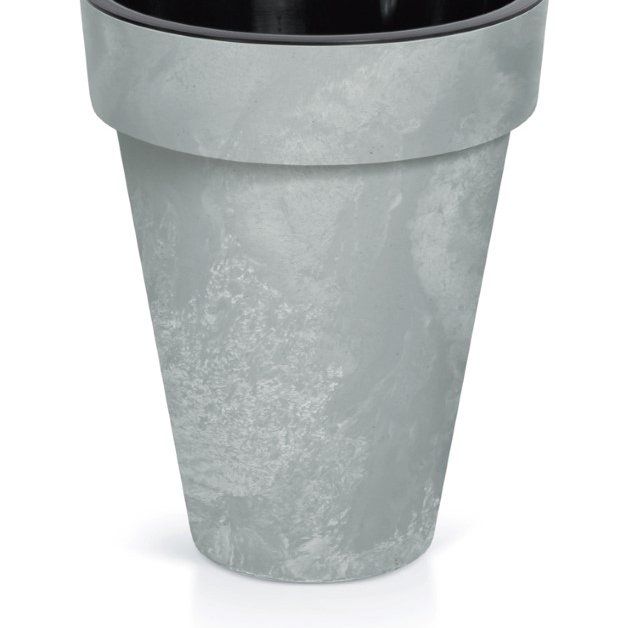 Plastikinis lauko vazonas CUBE SLIM, pilkos spalvos, vazono skersmuo 28 cm.