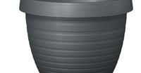 Plastikinis lauko vazonas SCHEURICH METALLIC GREY (270/30), pilkos sp., skersmuo 30 cm.