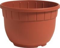 Plastikinis vazonas SIENA, su lėkšte, 18,3 x 12,8 cm., rudas.