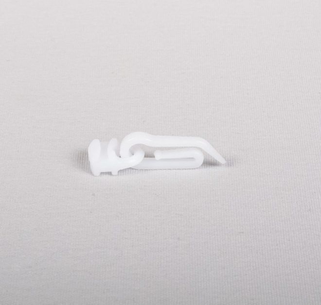 Plastikinė kilputė HESORA Nr. 2505 A, slankiojanti su plastikiniu viengubu kabliuku, baltos spalvos,