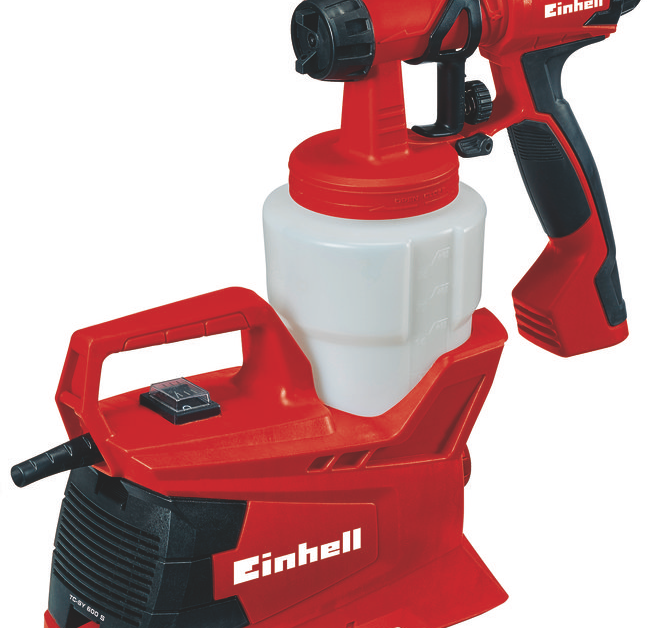 Elektrinis dažų purkštuvas EINHELL TC-SY 600 S, galia 600 W, našumas 1000 ml/min., talpa 800 ml.