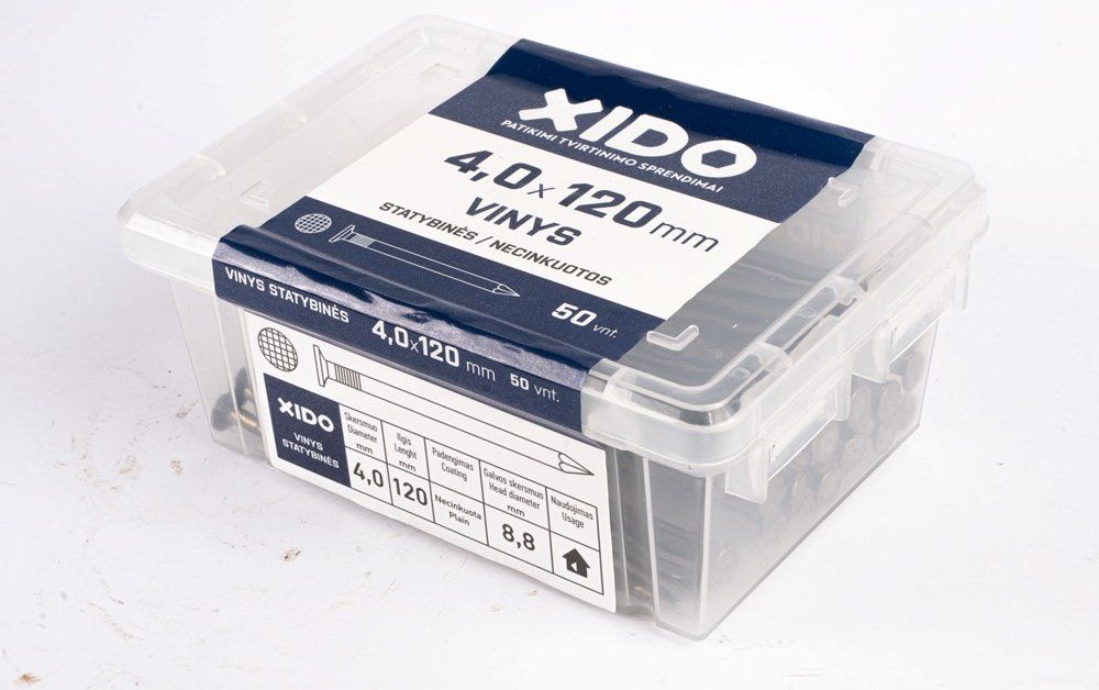 Vinys statybinės XIDO, juodos 4,0x120, 50vnt.