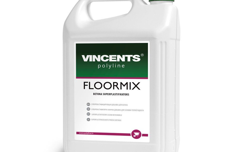 Plastifikatorius betonui VINCENTS POLYLINE FLOORMIX, šildomoms grindims, 5L