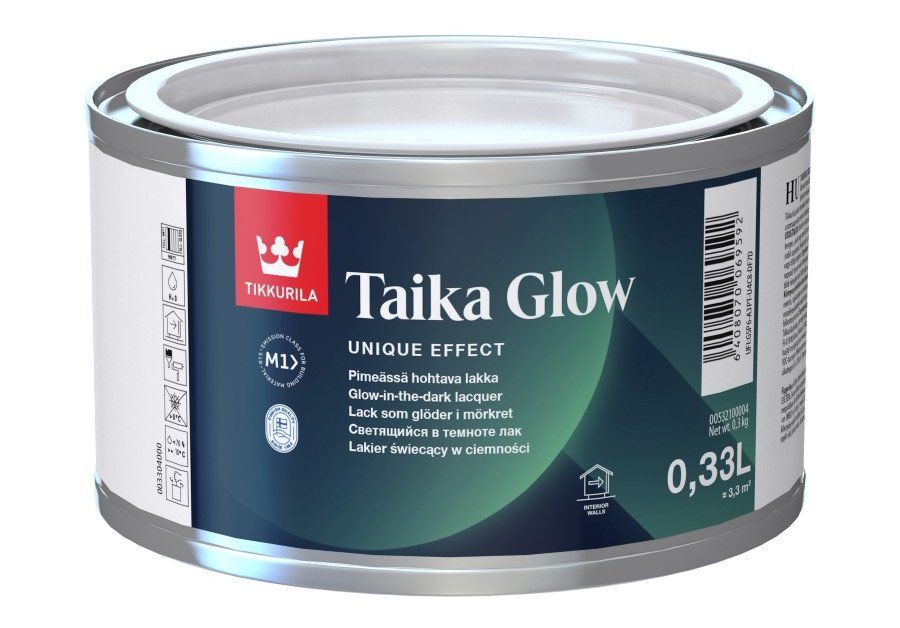 Tamsoje šviečiantis lakas TIKKURILA Taika Glow, 0,333 l