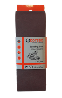 Juosta šlifavimui CORTEX P150, 75 x 457 mm, 3 vnt.