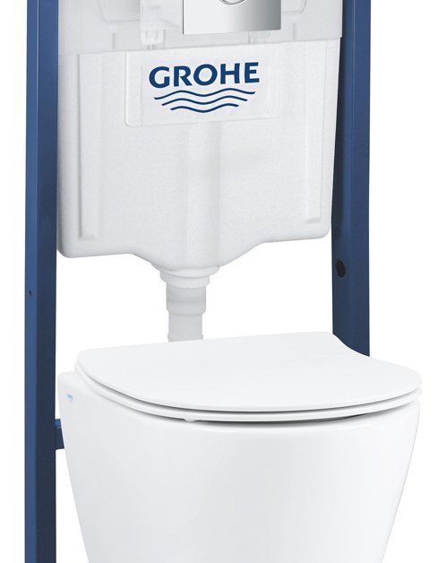 Klozeto komplektas GROHE , komplekte rėmas Rapid SL, pakabinamas klozetas SEREL RIMLESS WC su kietu