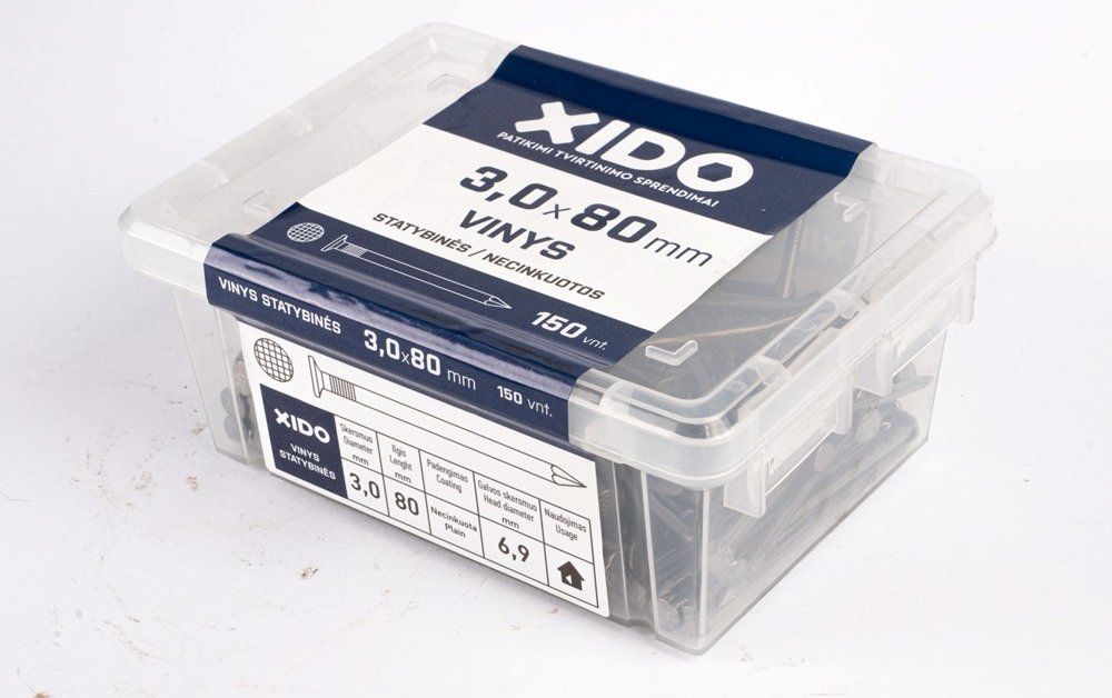 Vinys statybinės XIDO, juodos 3,0x80, 150vnt.