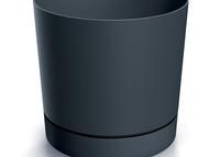 Plastikinis kambarinis vazonas TUBO P, antracito sp., vazono skersmuo 14,8 cm.