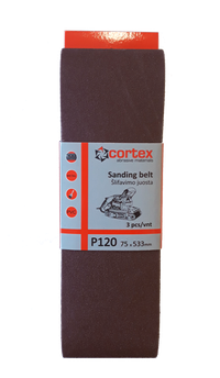 Juosta šlifavimui CORTEX P120, 75 x 533 mm, 3 vnt.