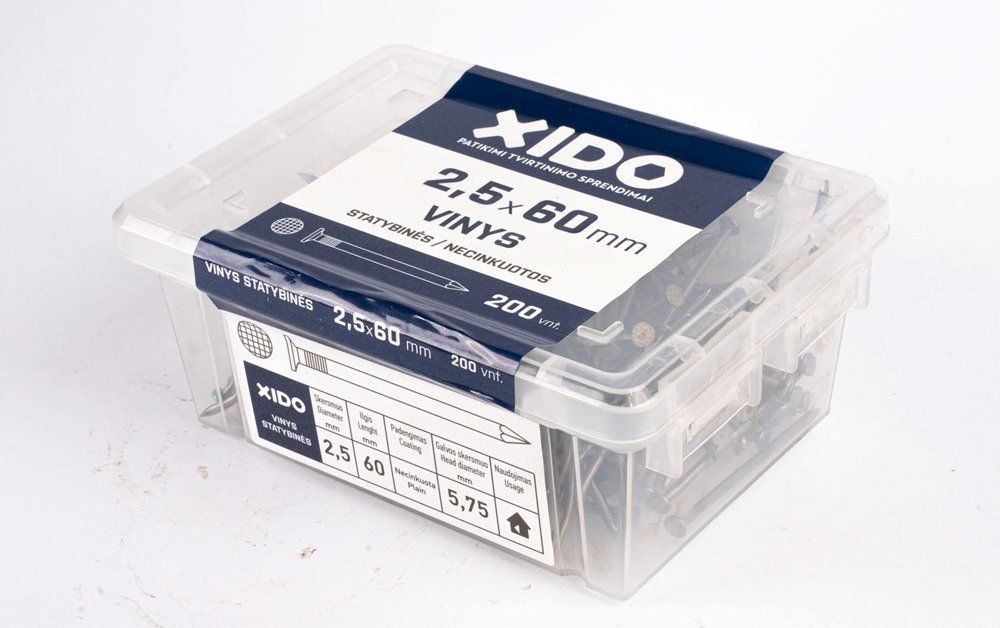 Vinys statybinės XIDO, juodos 3,0x70, 200vnt.