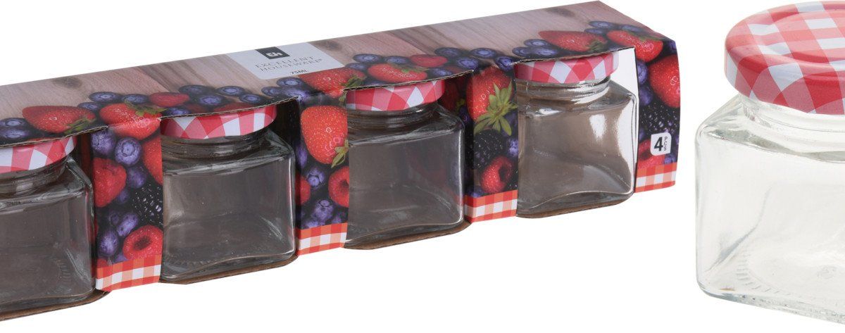 Indai produktų laikymui, 4 vnt., 75 ml, stiklas