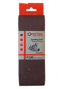 Juosta šlifavimui CORTEX P100, 75 x 457 mm, 3 vnt.