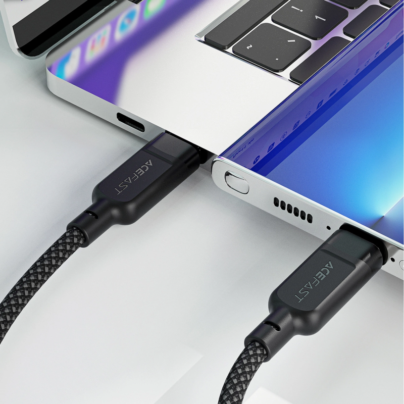 Acefast C5 USB-C – USB-C / USB-C 2in1 100W 480Mb/s laidas – juodas