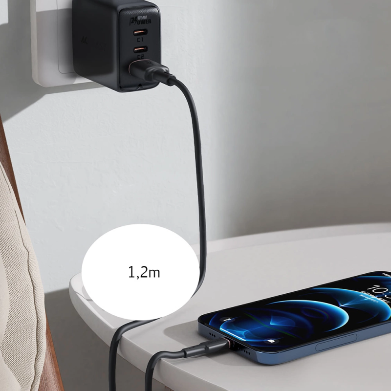 Acefast USB laidas – C tipo USB 1,2 m, 3A baltas (C2-04 baltas)