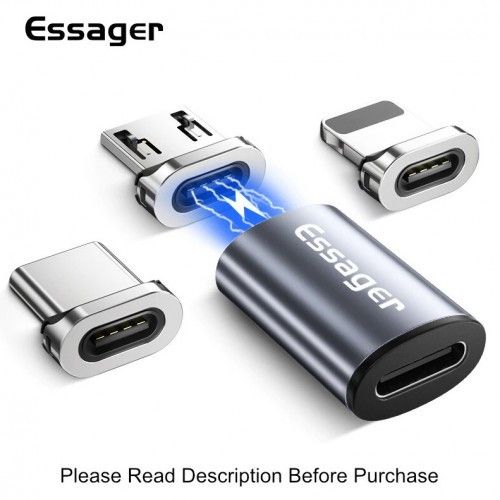 Adapteris Essager "SquareM" sidabrinis (In: MAGNET / Out: Type-C)