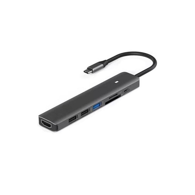 Adapteris USB Type-C - HDMI, 3x USB Type-A, SD, TF, USB Type-C PD100W