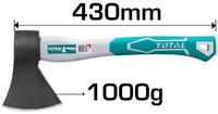 Kirvis TOTAL THT7810006, svoris 1000 g, 430 mm stiklo pluošto rankena