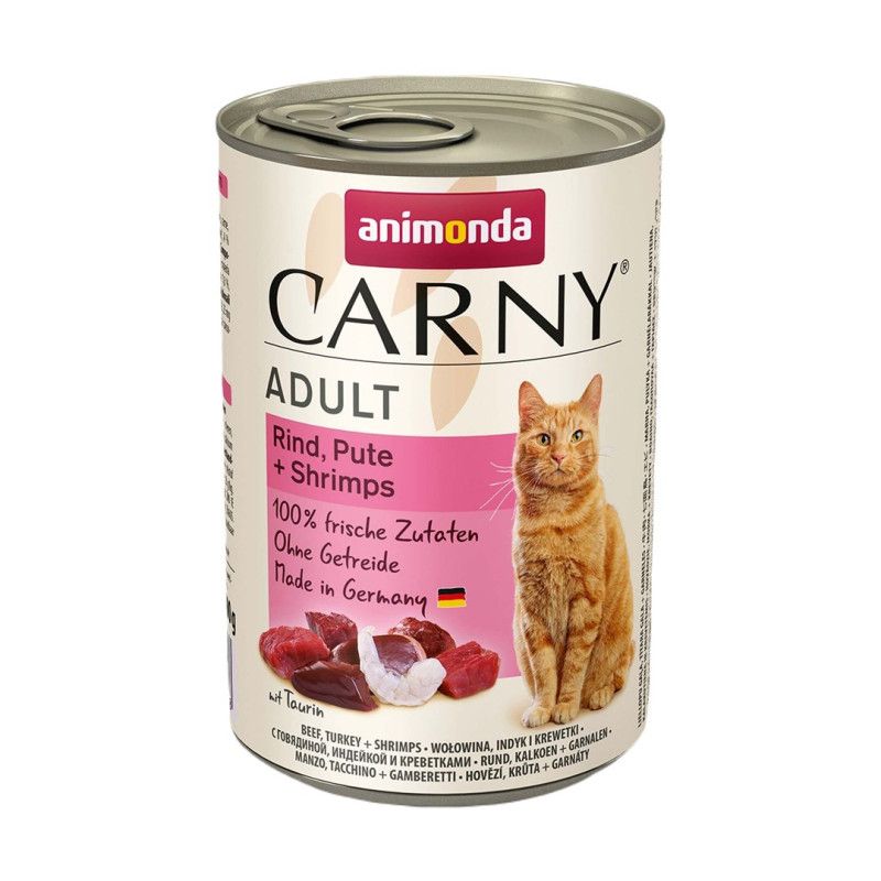 ANIMONDA Carny suaugusioms katėms – jautiena, kalakutiena, krevetės, 400 g