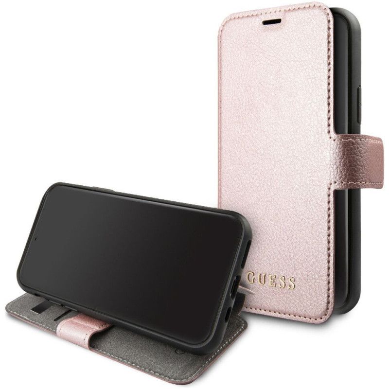 „Guess“ vaivorykštinis dėklas „Apple iPhone 12 / 12 Pro 6.1“ rožinis