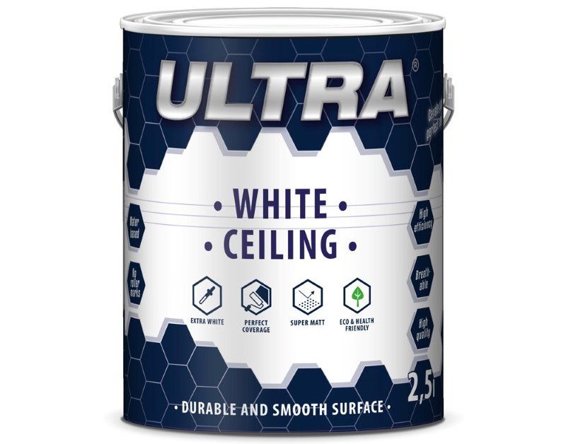 Lubų dažai ULTRA White Ceiling, 2,5 l, baltos sp.