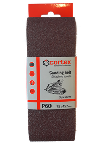 Juosta šlifavimui CORTEX P60, 75 x 457 mm, 3 vnt.