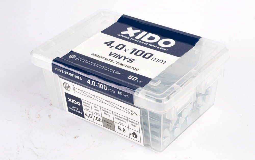 Vinys sraigtinės XIDO, cinkuotos 4,0x100, 50vnt.