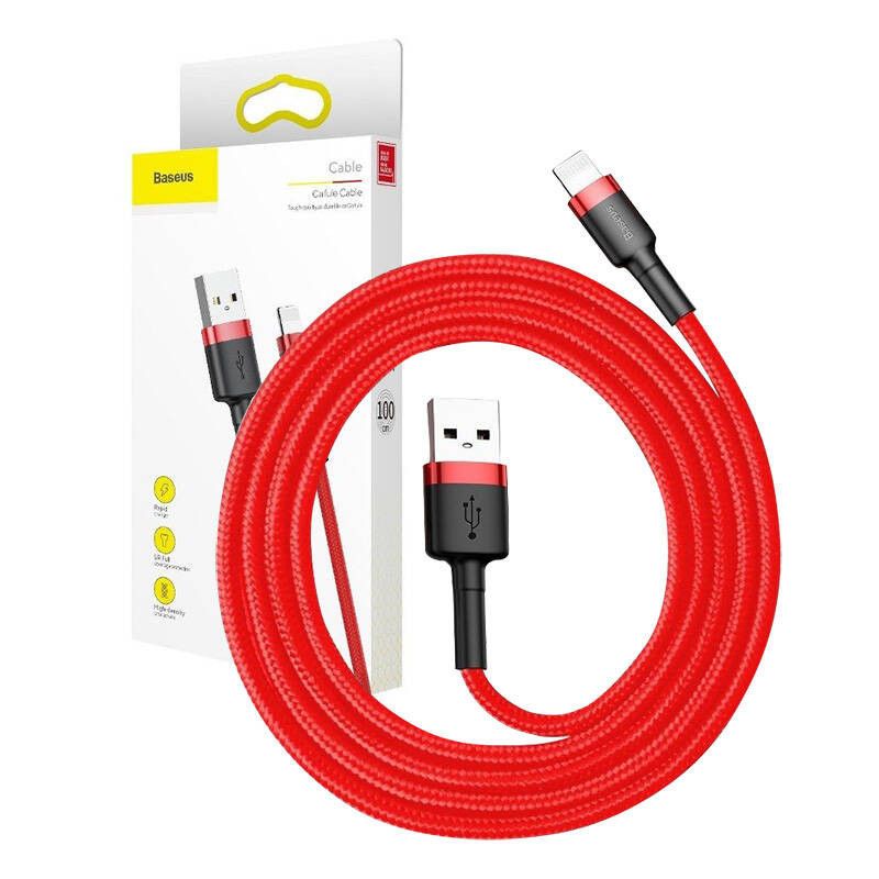 „Baseus Cafule“ USB laidas „Lightning“ 2A 3m (raudonas)