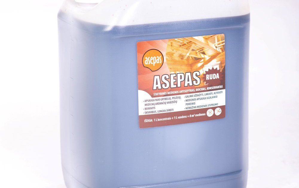 Medienos antiseptikas ASEPAS, rudas, 10 l