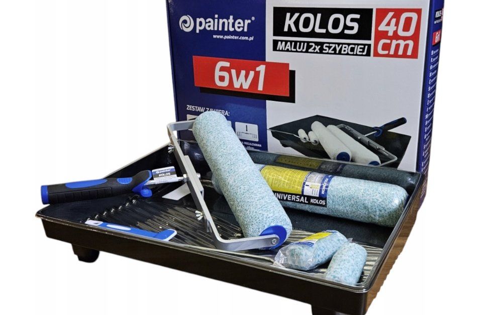 Dažymo komplektas PAINTER KOL1108, voleliai, volelių rankenos, vonelė, vonelės įdeklas, teleskopinis