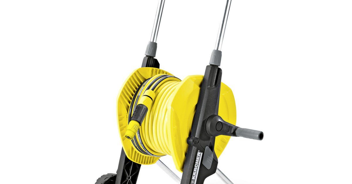 Laistymo žarnos vežimėlis KARCHER HT 3.420, 20 m ilgio 1/2 žarna, 3 žarnos jungtys, laistymo antgali