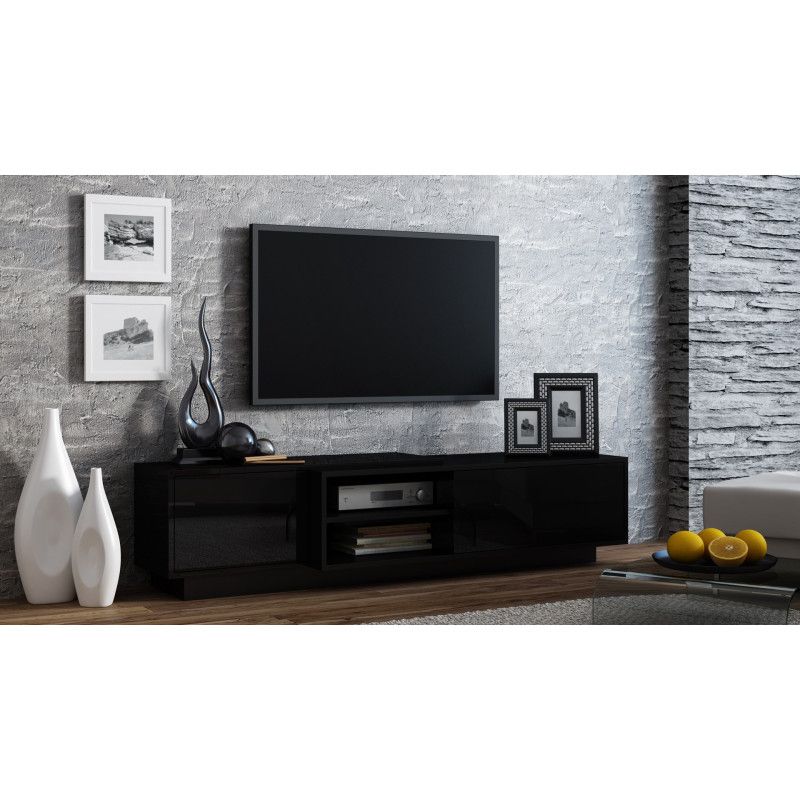 Cama TV spintelė SIGMA1 180 juoda / juodai blizgi