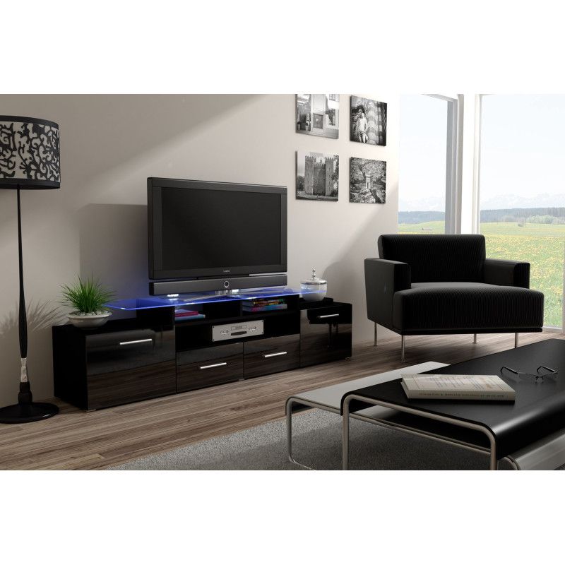 Cama TV staliukas EVORA 200 juodas / juodai blizgus
