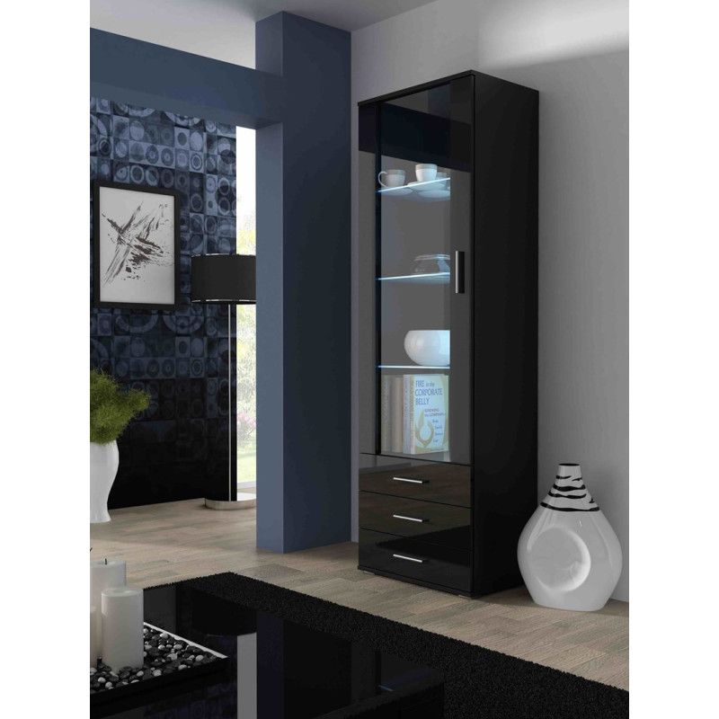 Vitrina „Cama SOHO S1“ juoda / juodai blizgi