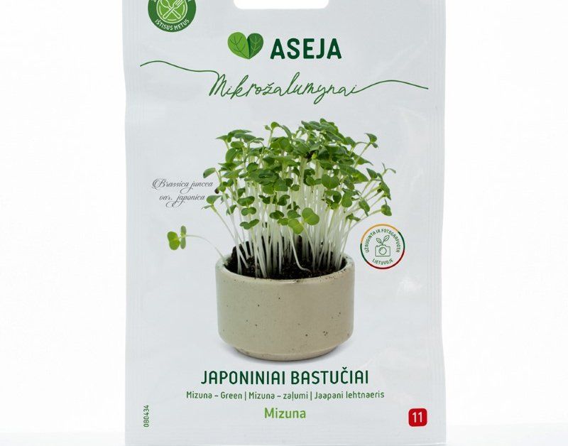 Daržovių sėklos, japoniniai bastučiai Mizuna, ASEJA mikrožalumynai, 5,5gr, 080434(11)