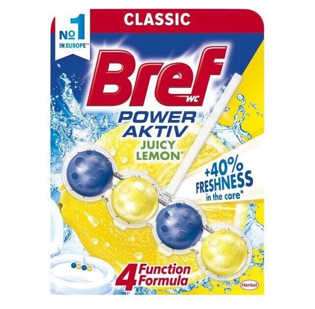 WC valiklis - gaiviklis BREF Power Aktiv Lemon, 50 g