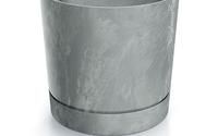 Plastikinis kambarinis vazonas TUBO P BETON EFFECT, pilkos sp., vazono skersmuo 12,8 cm.