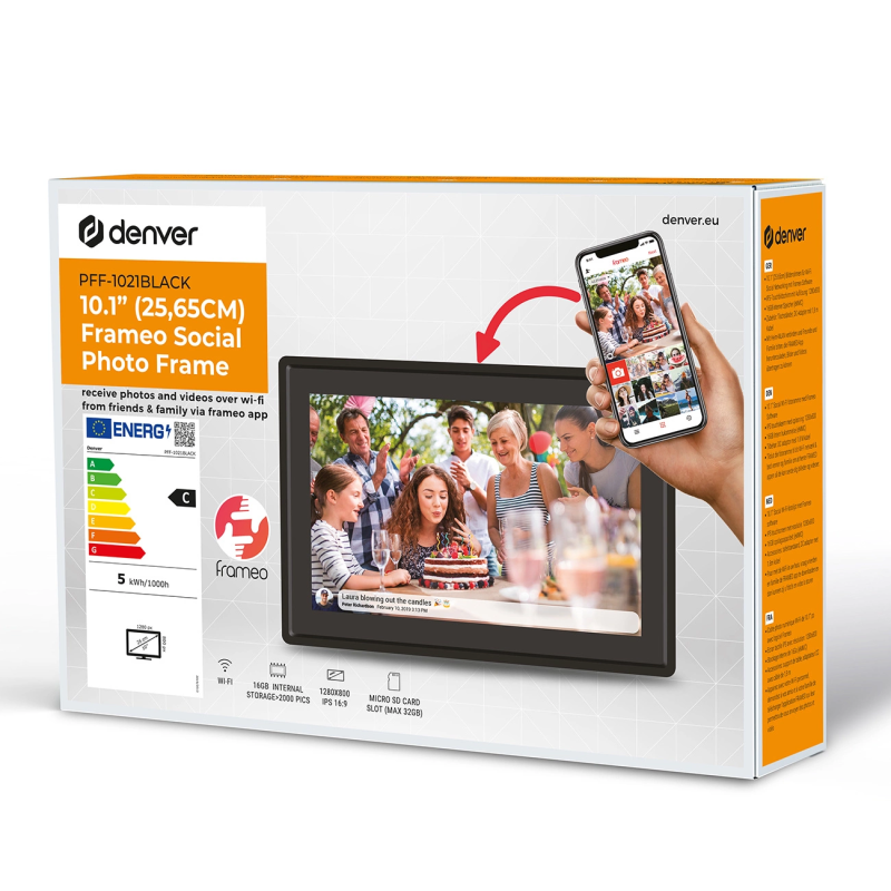 Denver Frameo PFF-1021B 10,1 colio skaitmeninis rėmelis – juodas