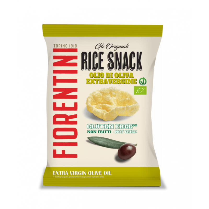 Ekologiškas ryžių užkandis su ypač tyru alyvuogių aliejumi, 40 g., FIORENTINI