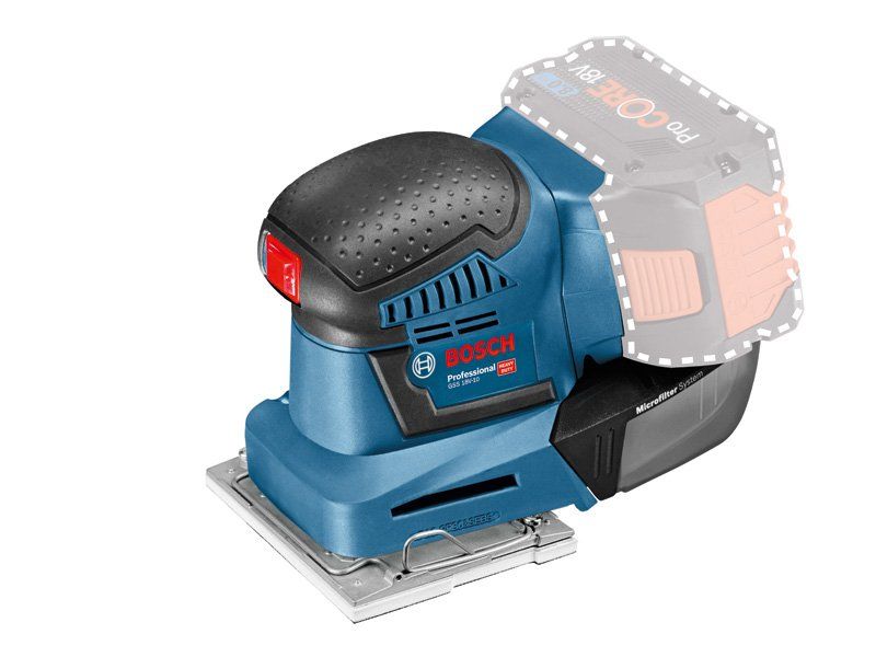 Akumuliatorinis vibracinis šlifuoklis BOSCH Professional GSS, 18V-10 SOLO, 18 V, padas 101x113 mm, 0