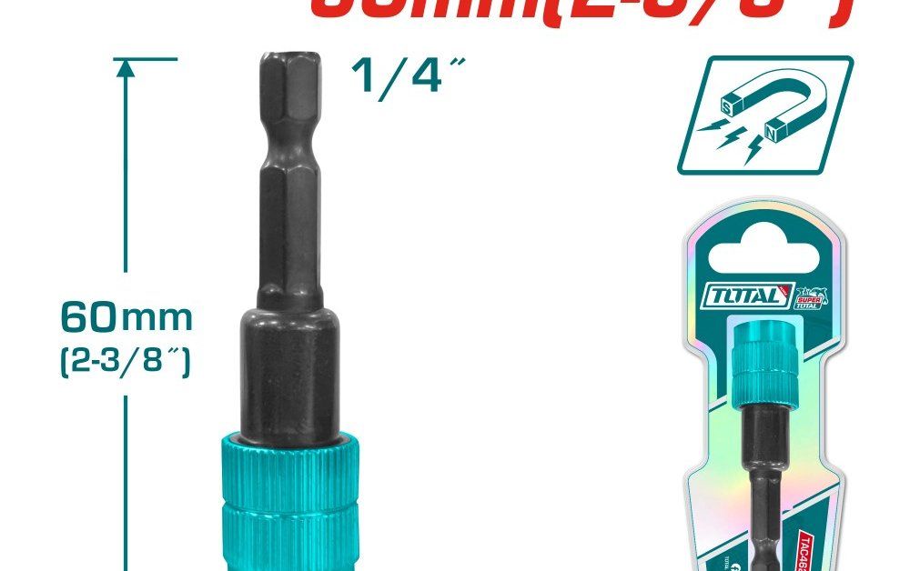 Atsuktuvų antgalių laikiklis TOTAL, su greito atleidimo funkcija, 1/4", 60 mm, TAC462602