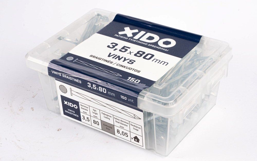 Vinys sraigtinės XIDO, cinkuotos 3,5x80, 150vnt.