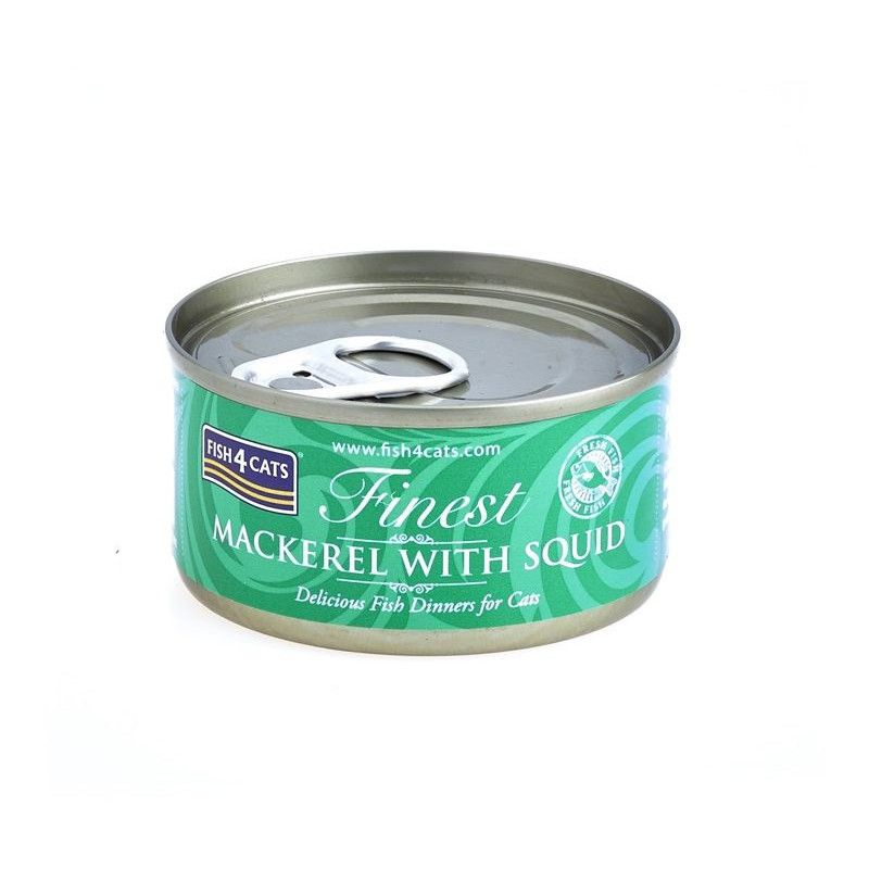 FISH4CATS skumbrė su kalmarais - šlapias kačių ėdalas - 70 g