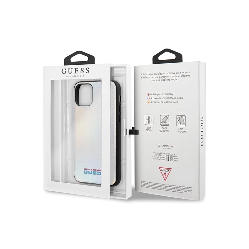 Guess GUHCN65BLD iPhone 11 Pro Max sidabrinis / sidabrinis kietas vaivorykštinis dėklas