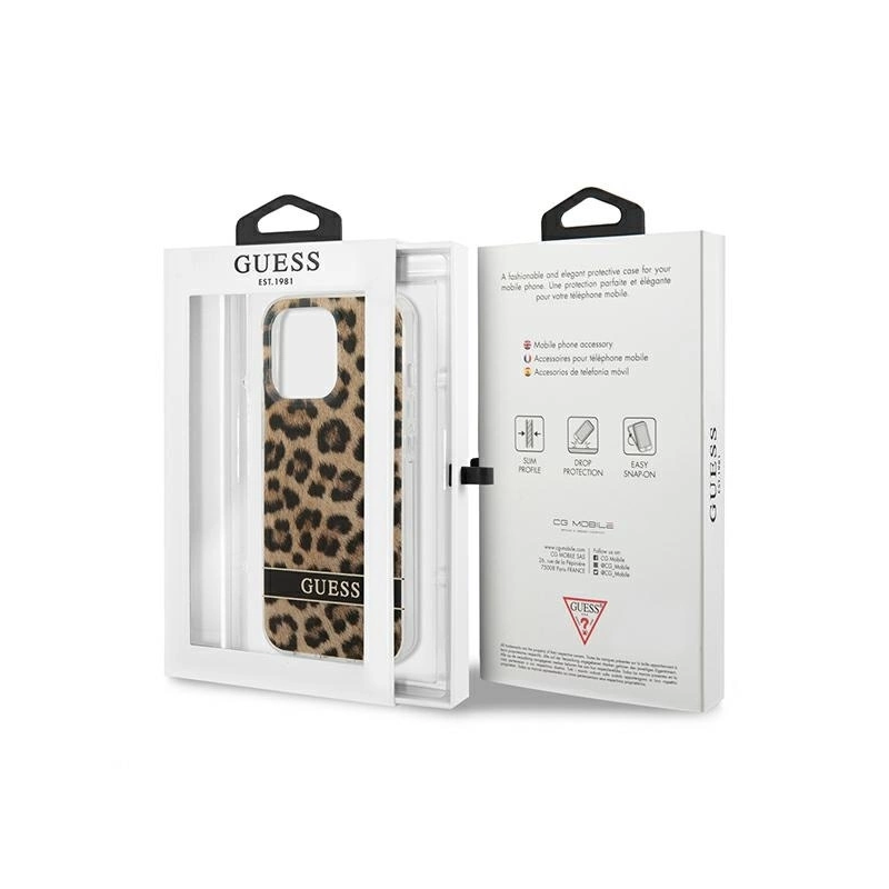 Guess GUHCP13LHSLEOW iPhone 13 Pro / 13 6,1 colio ruda / ruda kietu dėklu Leopard