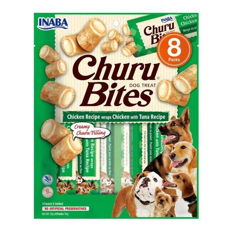 INABA Churu Bites vištienos ir tuno skanėstas šunims - 8x12g