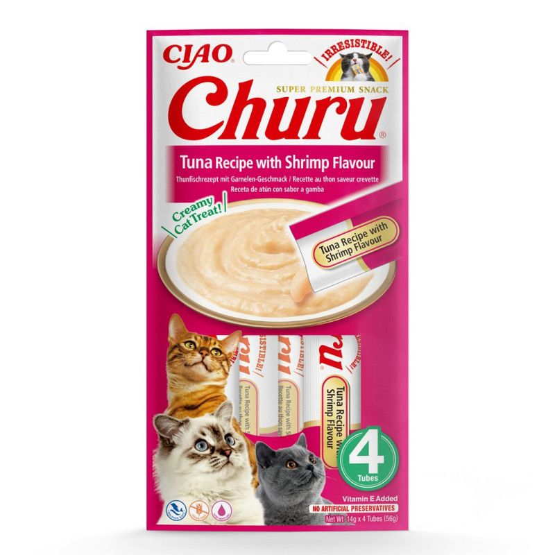INABA Churu tuno su krevečių skoniu - kačių skanėstai - 4x14 g