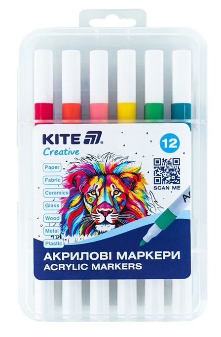 Akrilinių žymeklių rinkinys CREATIVE, Kite, 12 sp.
