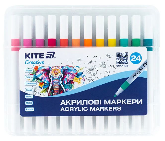 Akrilinių žymeklių rinkinys CREATIVE, Kite, 24 sp.